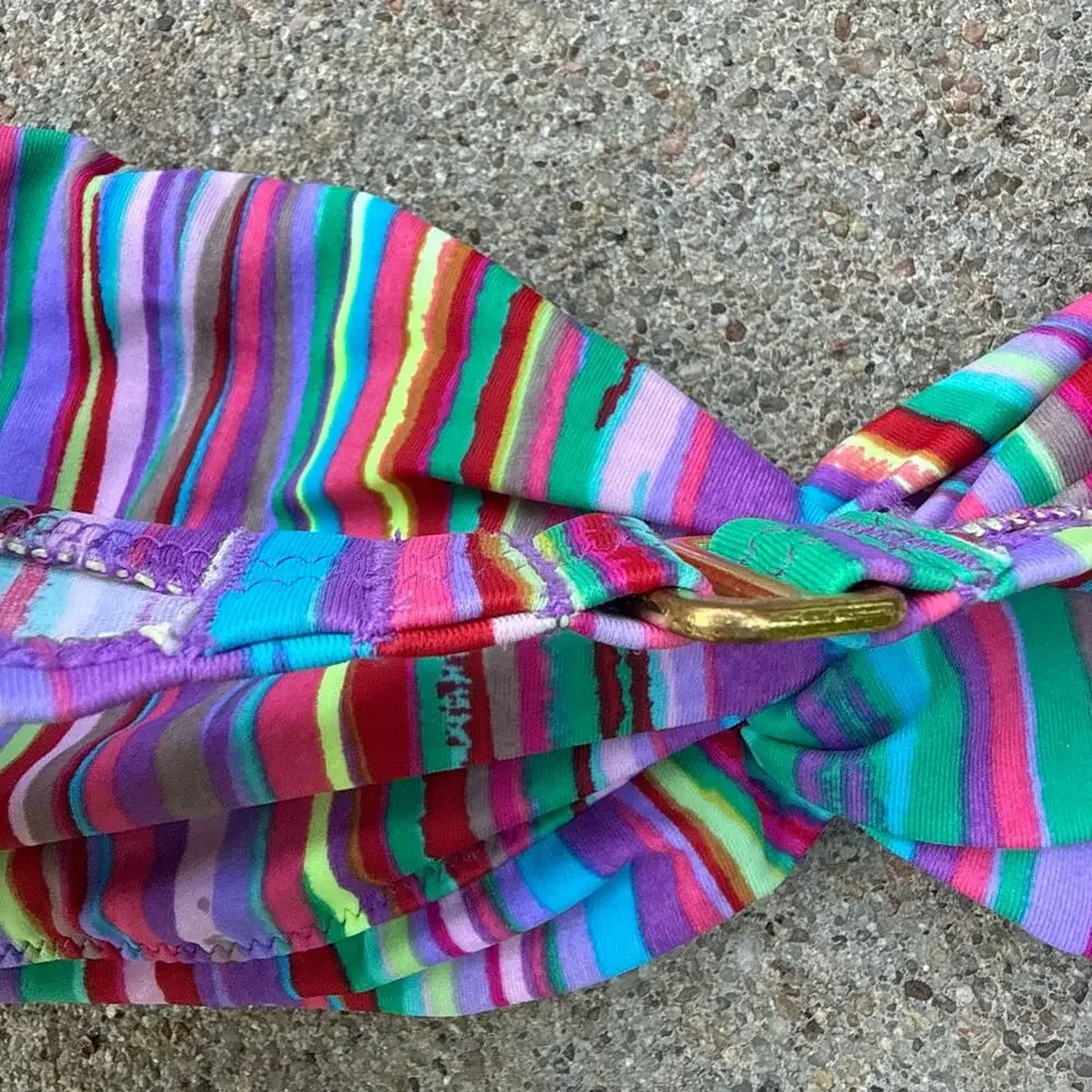 Victoria's Secret Rainbow Stripe Bandeau Twist Bikini Swim Top XS